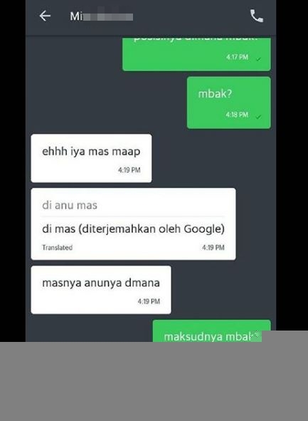 10 Chat lucu terjemahan Google Translate driver-pelanggan ojek onlinei