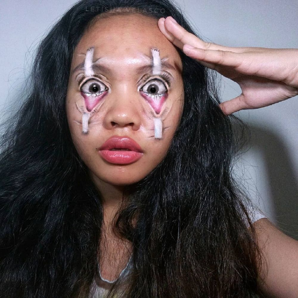 8 Ilusi makeup karya cewek ini hasilnya keren dan menyeramkan