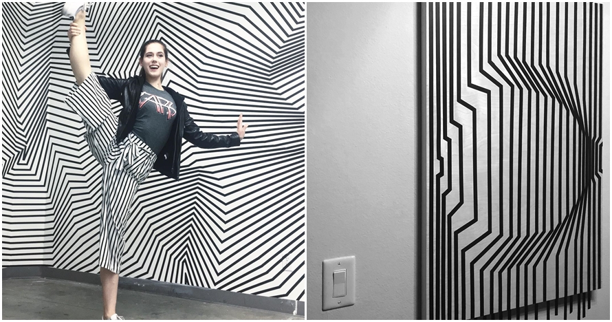 Hanya pakai selotip hitam, 10 karya seni ilusi optik ini bikin kagum
