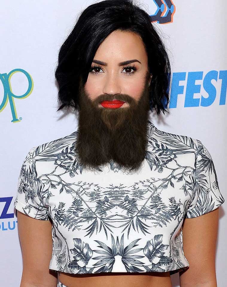 Foto editan 10 seleb cantik Hollywood berjenggot, bikin geli sendiri