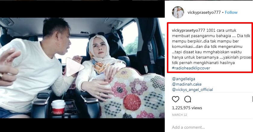 5 Caption romantis Vicky Prasetyo untuk Angel Lelga, bikin gagal paham