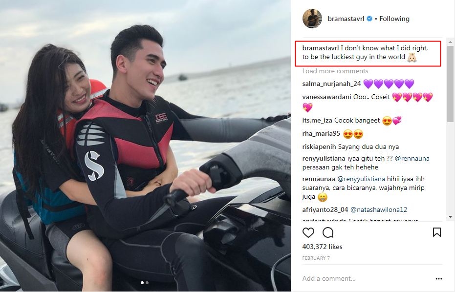 8 Caption super romantis Verrel untuk Natasha Wilona, bikin diabetes