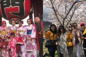 10 Momen liburan keluarga Ayu Ting Ting di Jepang, kostumnya kompakan