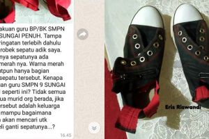 Ada sedikit warna merah, seorang guru tega rusak sepatu muridnya