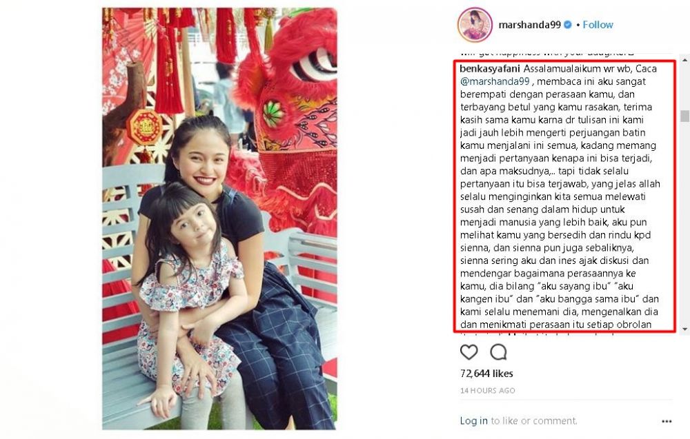 Marshanda curhat rindu anak, balasan Ben Kasyafani ini bikin haru