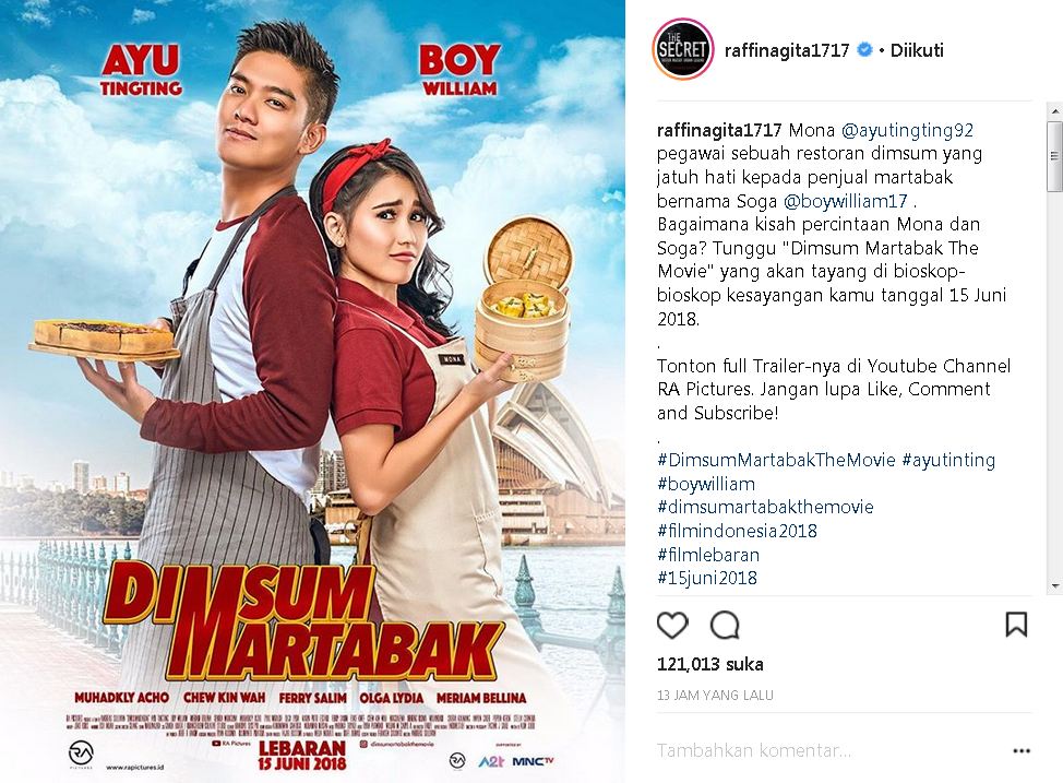 Promosikan film Ayu Ting Ting, akun Instagram Raffi Ahmad tuai cibiran