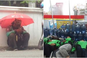 Potret 10 driver ojol istirahat sembarang tempat, berat perjuangannya