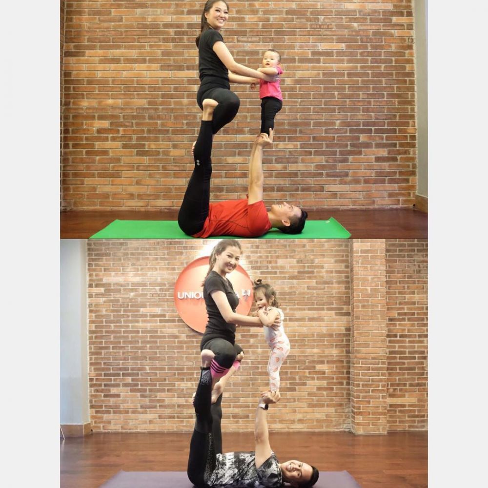 Gaya 6 seleb saat ajak balitanya latihan yoga, kompak banget