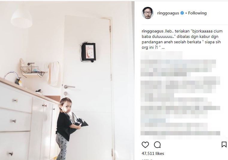 9 Caption kocak foto kedekatan Ringgo dan si kecil Bjorka, gokil abis