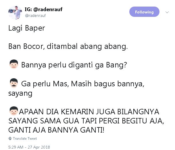 10 Cuitan kocak 'sensinya orang baper' ini lucu-lucu bikin geregetan