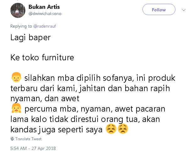 10 Cuitan kocak 'sensinya orang baper' ini lucu-lucu bikin geregetan