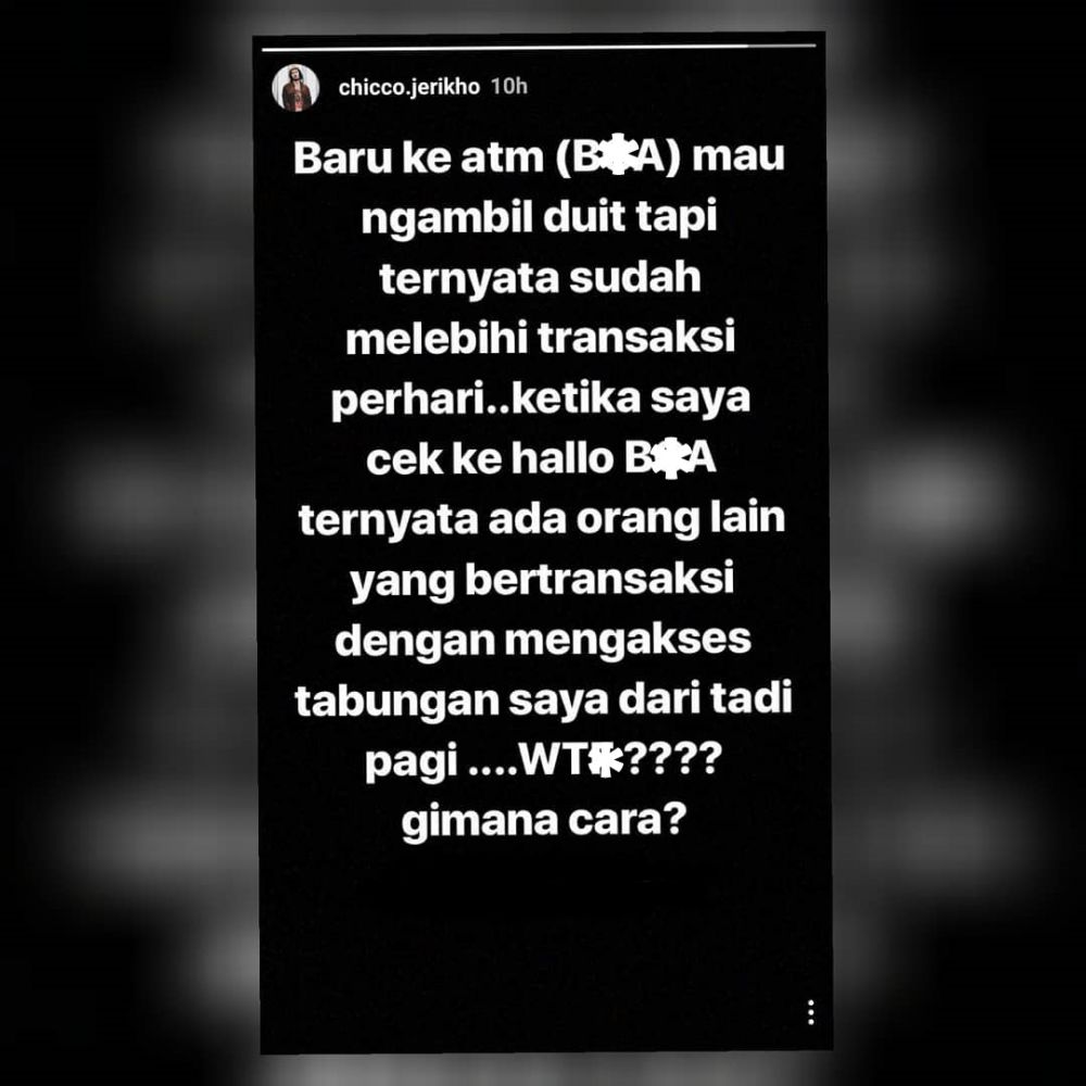 Saldo ATM dikuras orang, begini curhatan kesal Chicco Jerikho