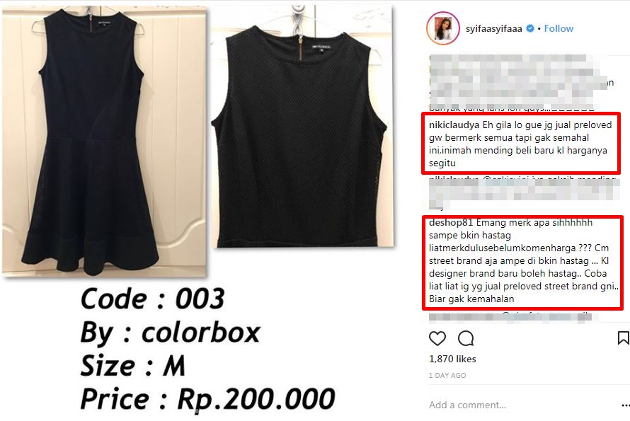 Jual 10 baju bekas pakai, Adik Ayu Ting Ting tuai nyinyiran