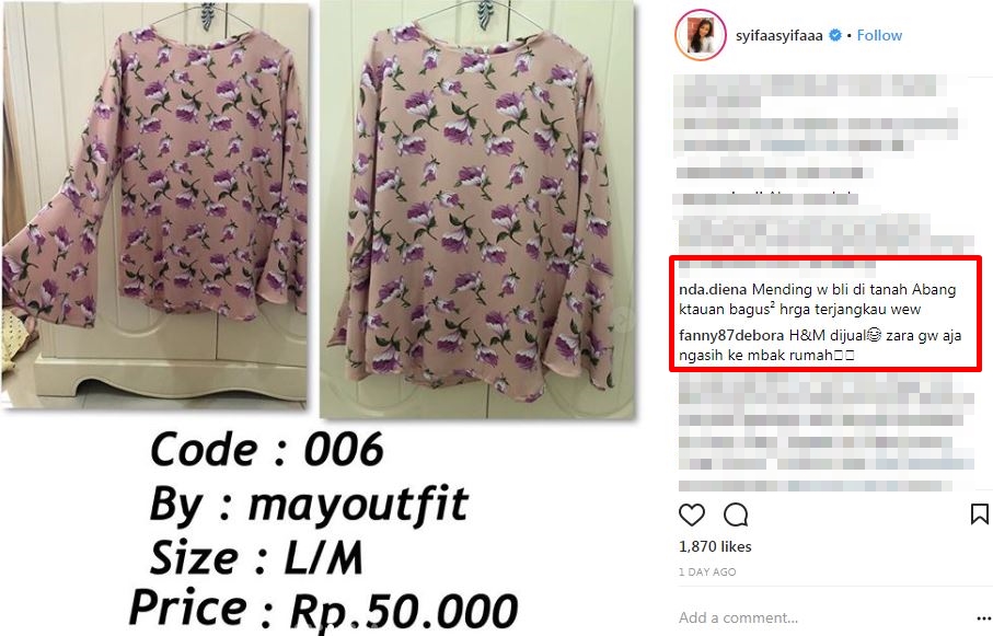 Jual 10 baju bekas pakai, Adik Ayu Ting Ting tuai nyinyiran