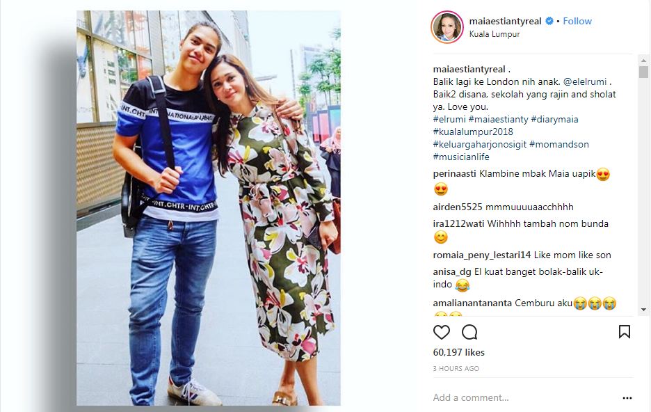 El kembali ke London, pesan manis Maia Estianty ini dipuji netizen