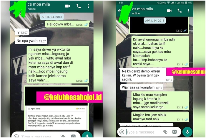 8 Chat keluhan pelanggan ke driver ojol ini bikin ikut ngelus dada