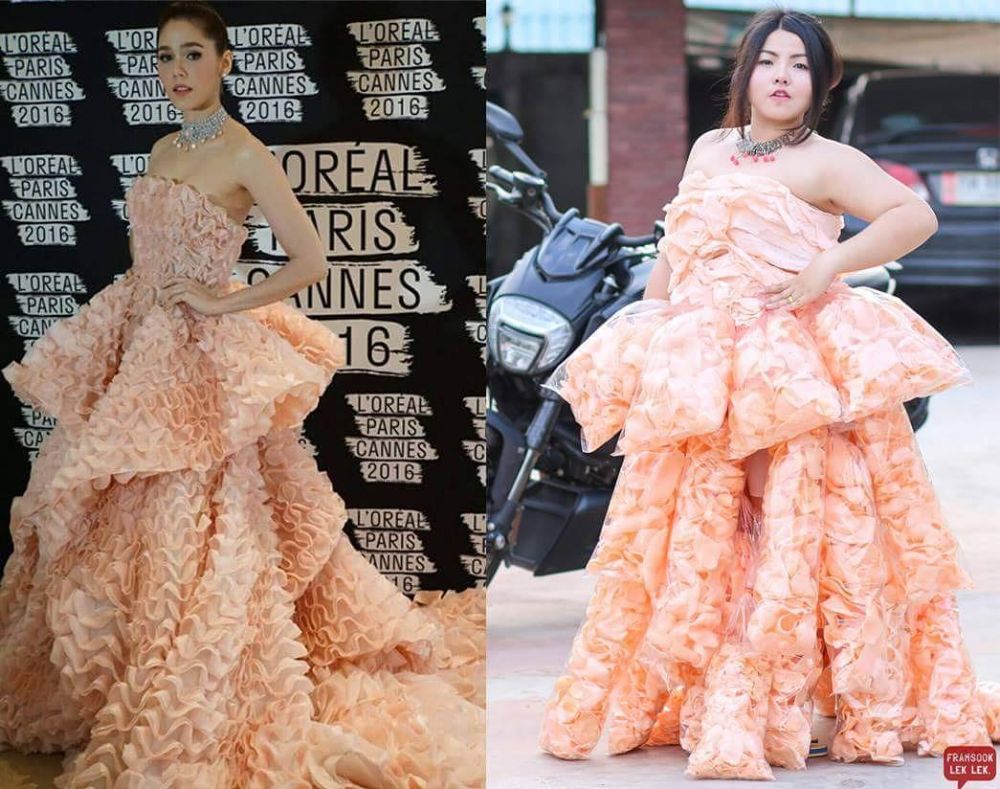 Cewek Thailand parodikan gaun orang terkenal, 12 foto ini buktinya