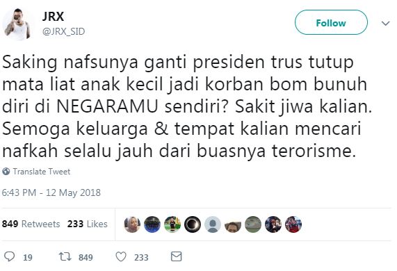 Komentar Jerinx SID terkait ledakan bom di Surabaya ini ngena banget