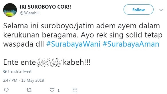 9 Reaksi suporter Bonek mengutuk keras teror bom di Surabaya