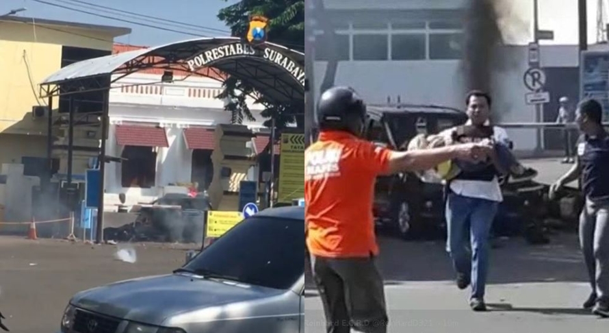 Detik-detik polisi selamatkan bocah di TKP bom Polrestabes Surabaya