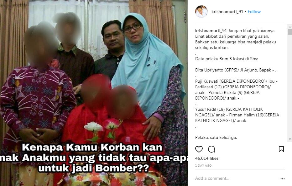 Postingan Krishna Murti soal pakaian dan teroris ini ngena banget