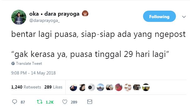 10 Cuitan 'status andalan waktu bulan puasa' ini bikin nyengir kuda