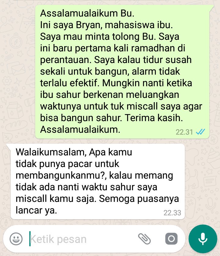 Mahasiswanya minta dibangunkan sahur, jawaban dosen ini bikin nyesek