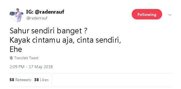 10 Cuitan kocak 'orang baper lagi sahur' ini lucunya ceriakan puasamu