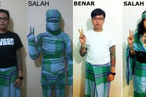 10 Tutorial pakai sarung ini kocak banget, berani coba saat tarawih?