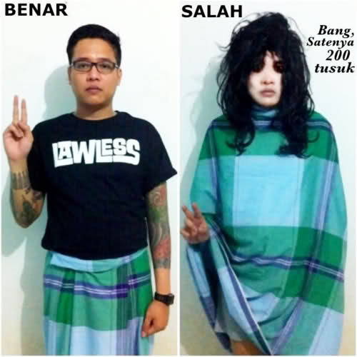 10 Tutorial pakai sarung ini kocak banget, berani coba saat tarawih?