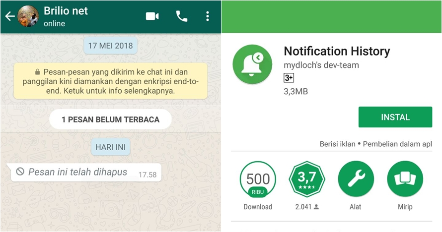 Begini cara membaca pesan WhatsApp yang telah dihapus, bisa dicoba nih