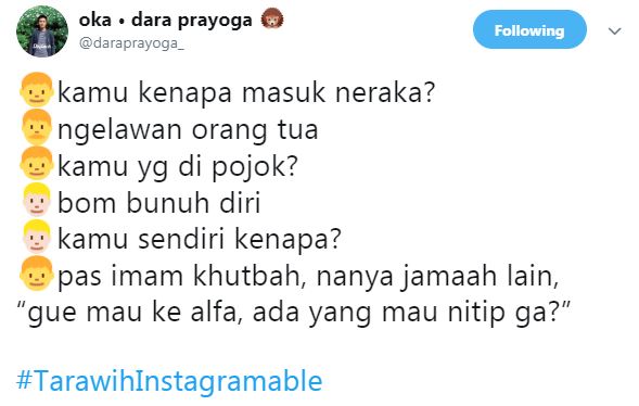 10 Cuitan kocak #TarawihInstagramable ini bikin tepuk jidat