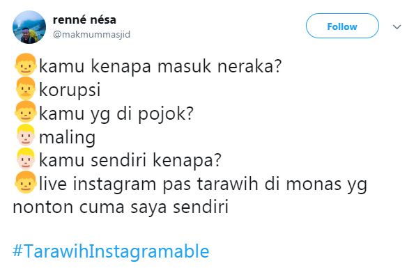 10 Cuitan kocak #TarawihInstagramable ini bikin tepuk jidat