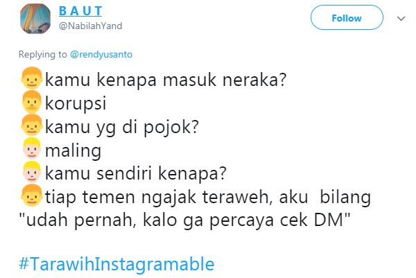 10 Cuitan kocak #TarawihInstagramable ini bikin tepuk jidat