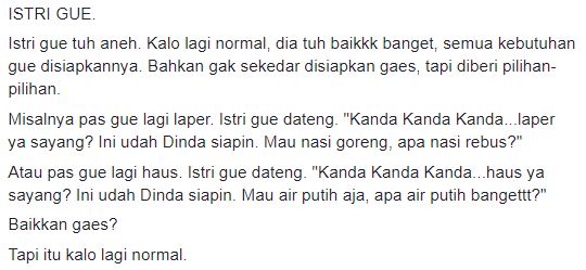 Curhat kocak suami tentang perilaku istrinya ini endingnya bikin haru