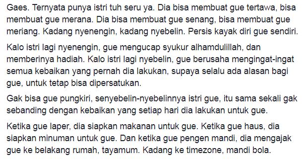 Curhat kocak suami tentang perilaku istrinya ini endingnya bikin haru