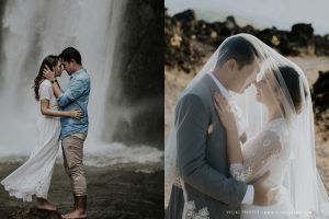 10 Potret prewedding Rizky Alatas & Adzana, mesra di bawah air terjun