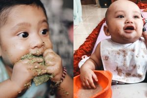 6 Ekspresi menggemaskan anak seleb saat MPASI, wajahnya cemong semua
