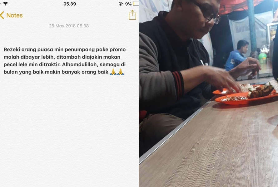 12 Potret kebaikan sopir ojek online dan penumpang saat Ramadan