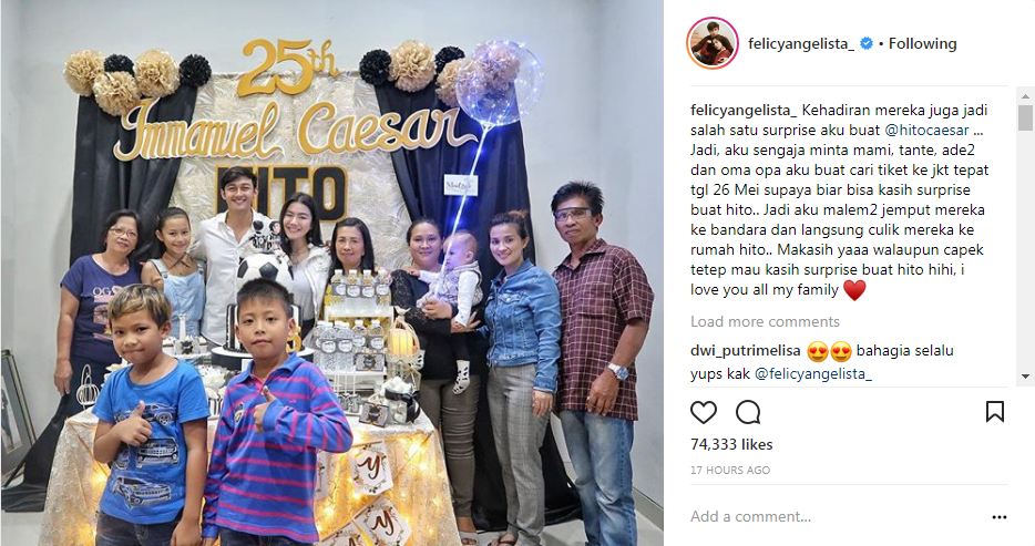 Caesar Hito berulang tahun, ini kejutan manis yang diberikan Felicya