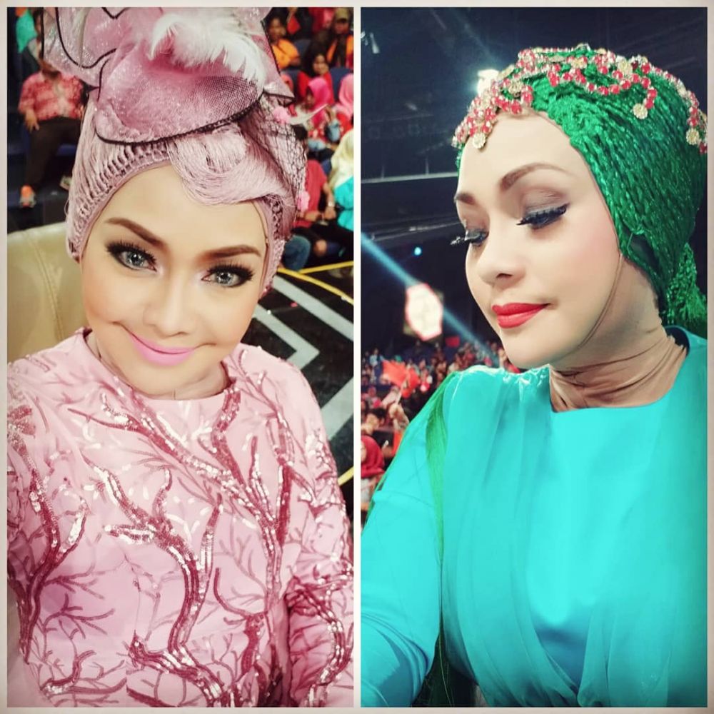 7 Pesona Iyeth Bustami dengan hijab wig warna-warni, nyentrik abi