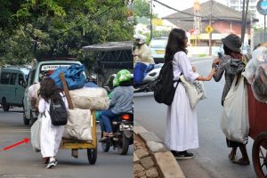 Kisah haru di balik 7 potret anak SMA bantu dorong gerobak pemulung