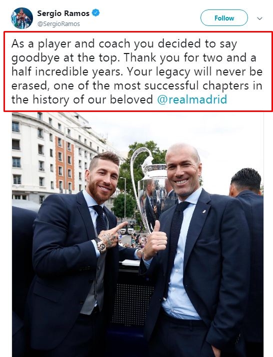 Ini kata Sergio Ramos saat dipamiti Zinedine Zidane
