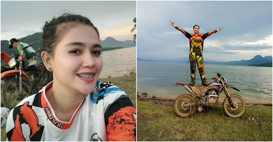 10 Gaya kece Oza Moza naik trail, si cantik PNS viral dari Karawang