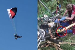 Ngeri, bahu cowok ini tertembus batang pohon besar saat paragliding