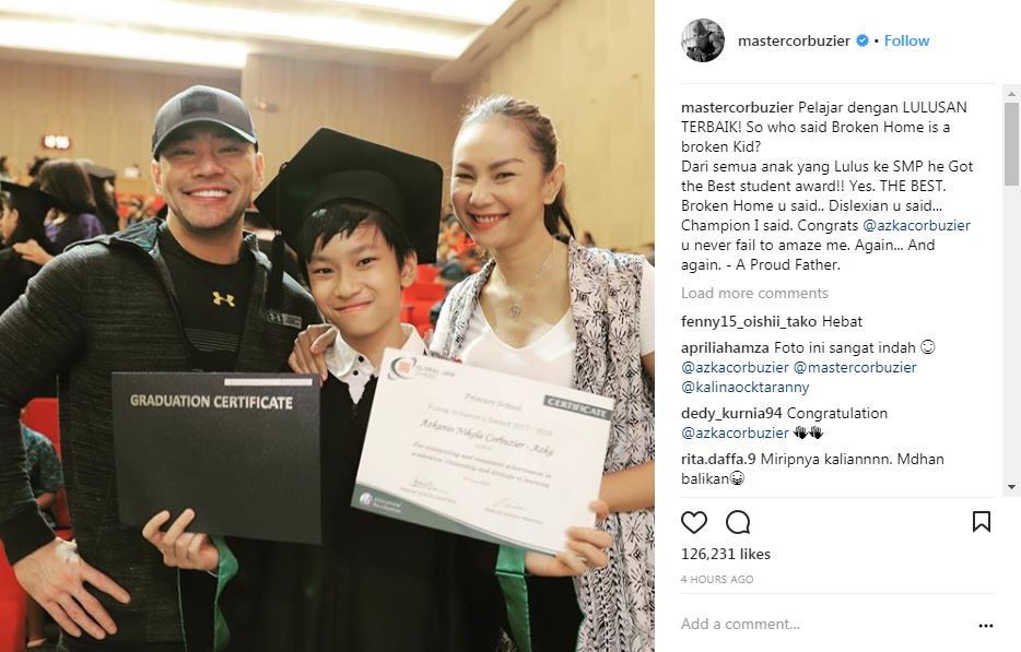 Pernah disleksia, Azka Corbuzier jadi lulusan terbaik di sekolahnya