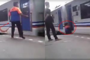 Detik-detik porter terserempet dan hampir terlindas kereta ini ngeri
