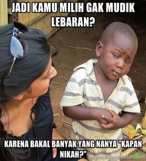 10 Meme pertanyaan 'kapan nikah' saat Lebaran ini bikin senyum kecut