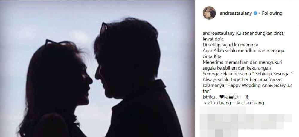 7 Caption hangat & kocak Andre Taulany untuk istri, bikin jomblo iri