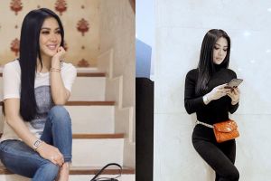 10 Gaya Syahrini dengan rambut lurus hitam mengkilat, idaman wanita